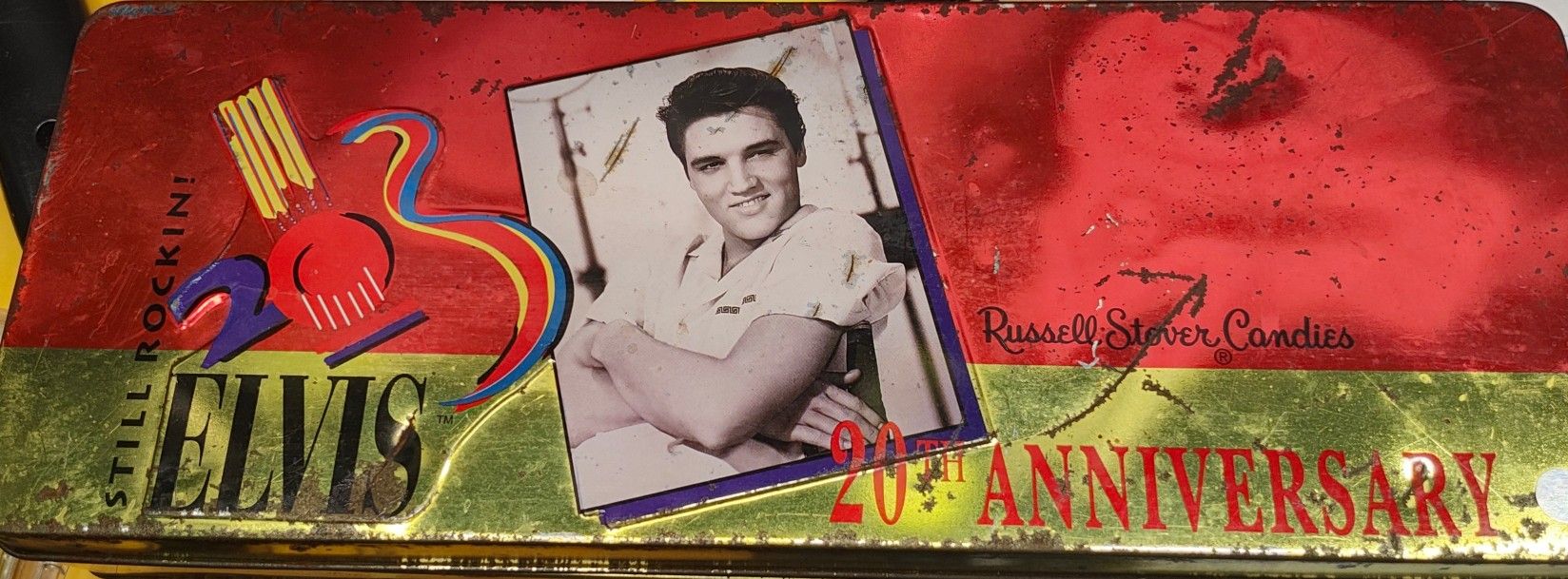 Elvis And Russell Stover Candies 20th Anniversary Set Of 3 Cassette In Collectible Tin. 