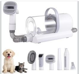 Dog Grooming Kit & Dog Grooming Vacuum with Suction, 6 in 1 Pet Grooming Vacuum for Shedding, Low Noise Dog Hair Vacuum with 1.5L Cup, Electric Dog Cl