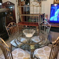 Beautiful GOLD & IVORY Dining Room Table Set