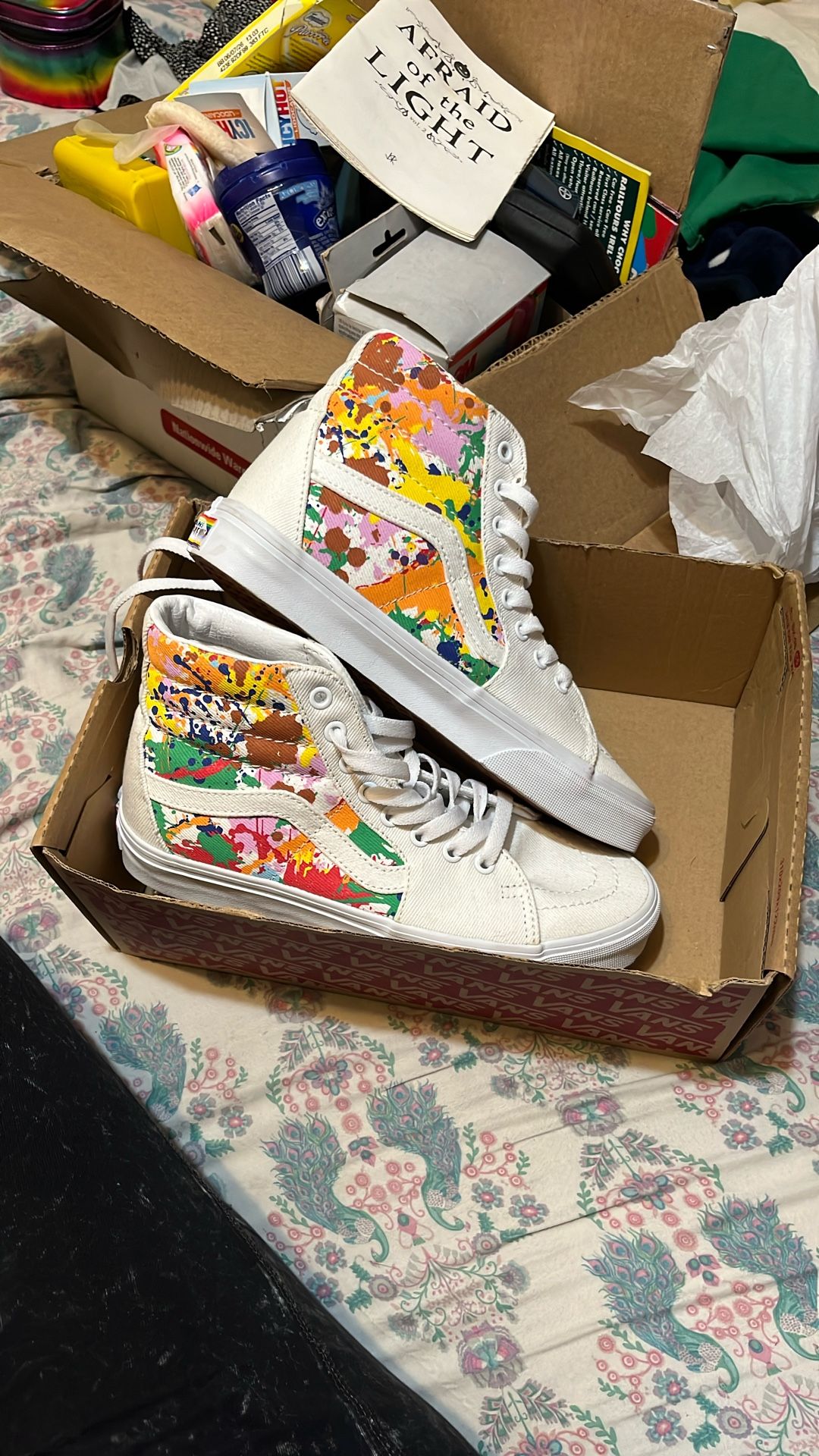 Vans White/multi Colored Paint Splatter
