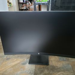 HP 27" LCD curved screen monitor with speakers