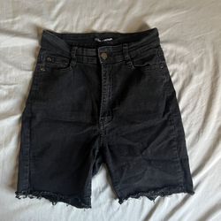 Fashion Nova Black Distressed Denim Shorts