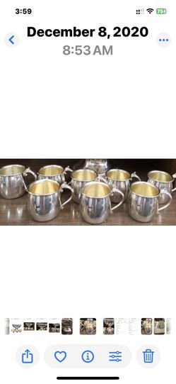 Traditional silver plated cups unaltered no imperfections Towle Silversmith  Set includes 8 cups