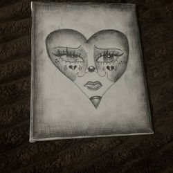 Sad Girl Heart Face M Canvass Drawings (Self Made) 