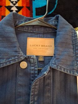 Lucky Brand Navy Herringbone Denim Chore Coat