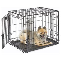 Brand New In Box 24" Sm'md Dog Crate Foldable Portable 2 Door Puppy Dog Cage With Bottom Floor Pan. Jaula De Mascota Small Dog Kennel 