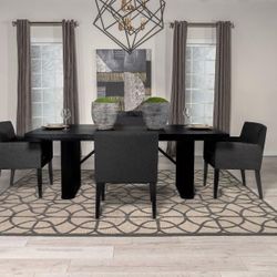 MODERN CASUAL URBAN 7 PIECE BLACK FINISH DINING TABLE SET - MESA SILLAS COMEDOR MESA SILLAS