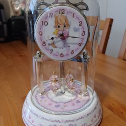 Precious Moments Dome Clock Pink Excellent Condition 