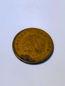 1957 Mexico 50 centavos coin