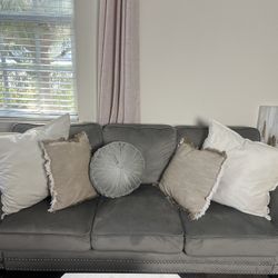 Grey suede Couch 