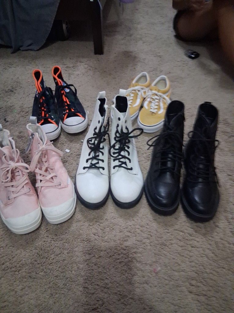 Vans Yellow, Converse, Guess Boots And More Boots Size 9 To 9.5