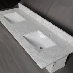 New 60" Quartz Double Bathroom Vanity Top with Sink