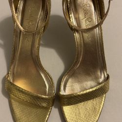 Lilly Pulitzer Gold Heels with Textured Strap