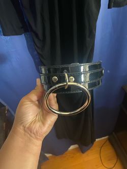 Black vegan patent leather choker