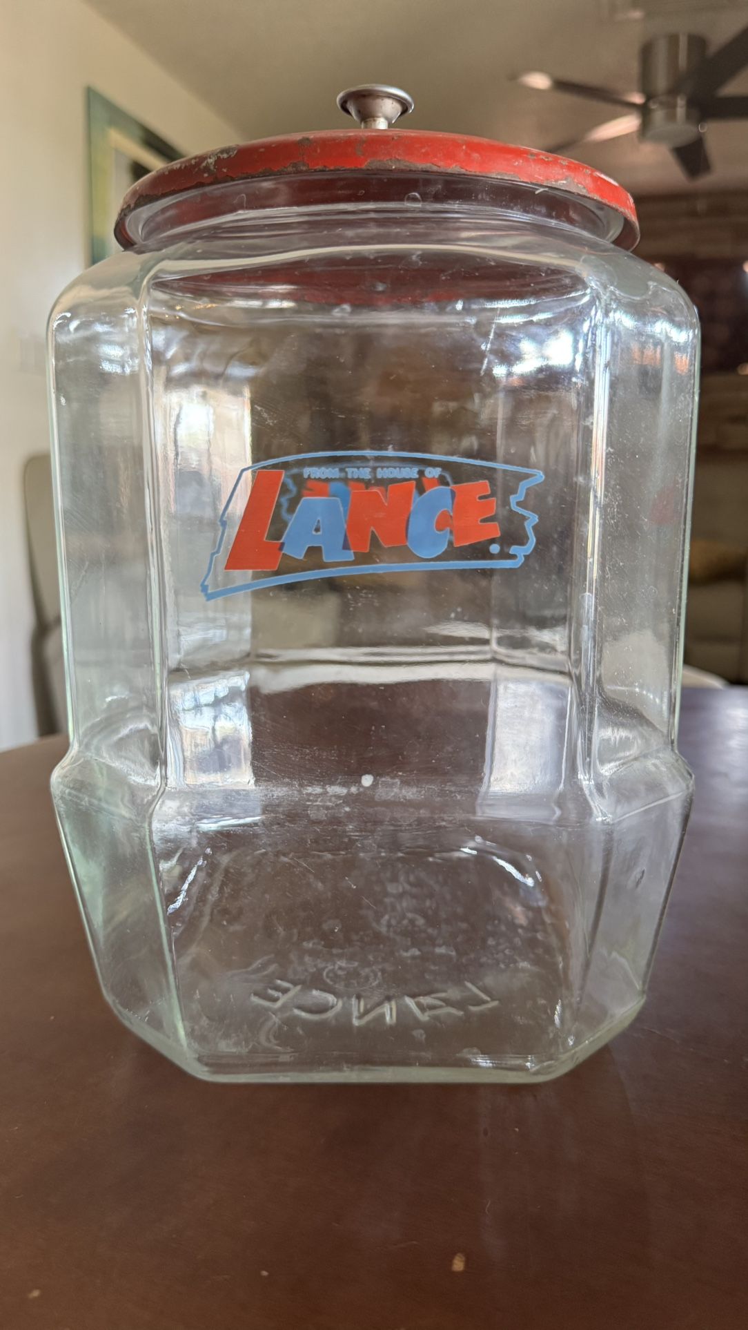Vintage Antique Gallon Glass Jar w Metal Lid