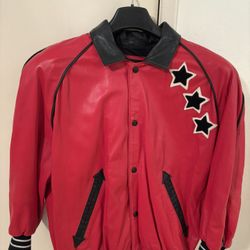 Red Leather Bomber jacket