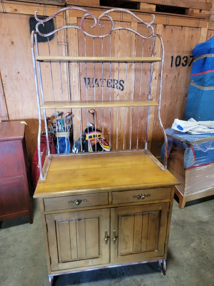 Wood And Iron Hutch. Vintage