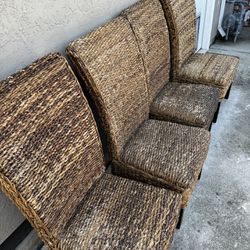 4 Dining Chairs Wicker 