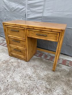 Wood Desk with Drawers Bamboo Style