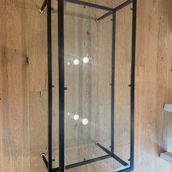 Glass Coffee Table with Black Metal Frame