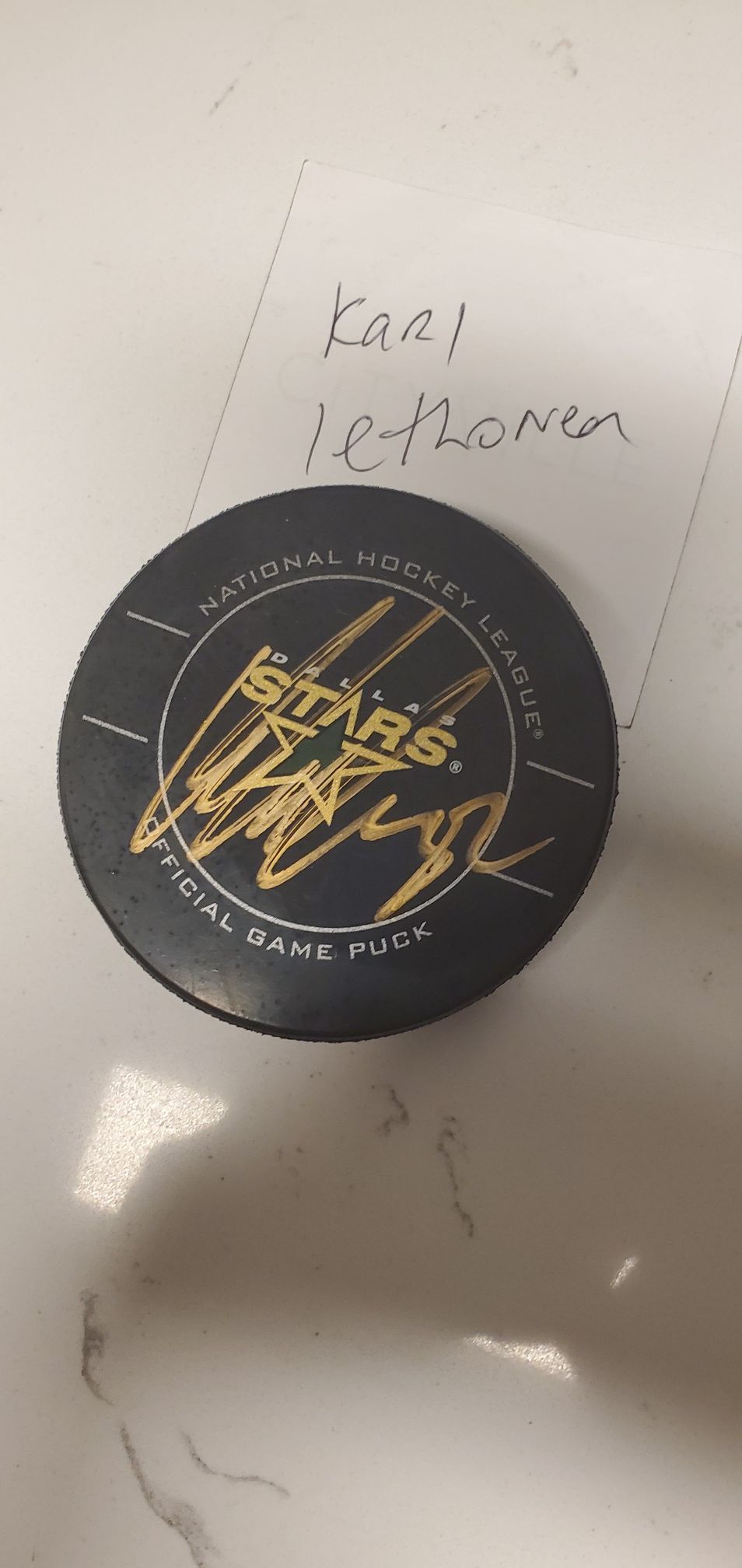 Dallas Stars- Kari Lethonen autographed puck