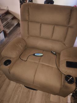 Brown lift recliner chair heat and message