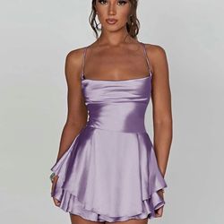 Mini Purple Satin Dress