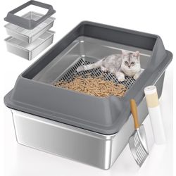 XXXL Stainless Steel Cat Litter Box 