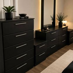 Dresser With Mirror, Chest And Two Nightstands 🌌 Comoda Con Espejo, Gavetero Y Dos Mesitas De Noche 🌌