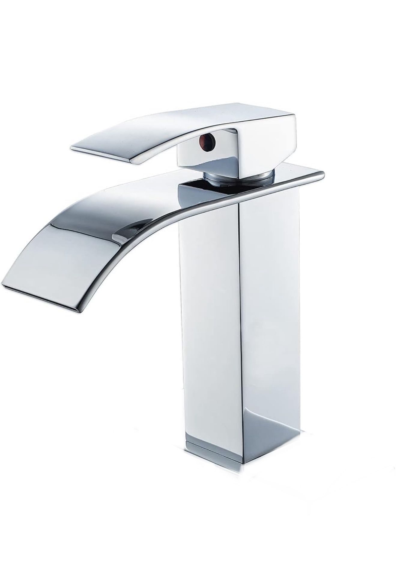 Chrome Bathroom Faucets Modern Single Handle Waterfall Sink Faucet for 1 or 3 Holes with Deck Plate, Rv Sink Camper Farmhouse Bathroom Utility Remodel