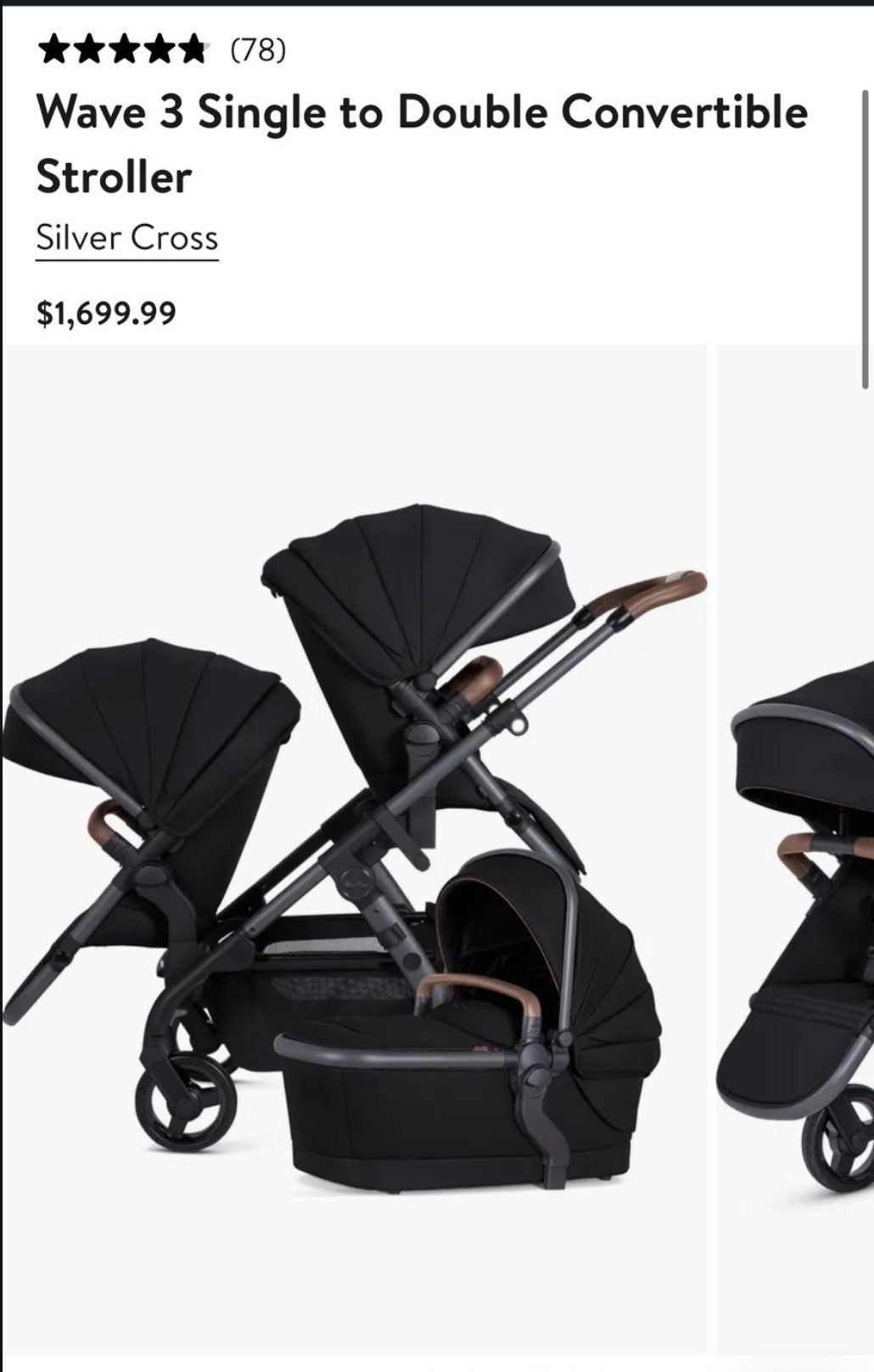 Silvercross Wave Double Stroller Bassinet