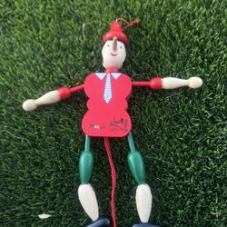 11 1/2" Vintage Pinocchio Wooden Jumping Jack Toy Doll