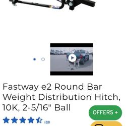 Fastway e2 Round Bar Weight Distribution Tow Hitch with Sway Control 10K Capacity 2-5/16" Ball