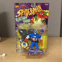 1997 ToyBiz Marvel Spiderman Electro Spark Captain America Figure S132
