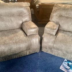 2 Leather Oversized Recliners