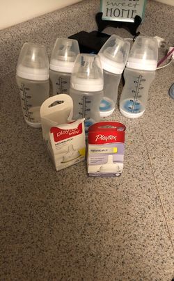 Playtex bottles with extra nipples & drying rack