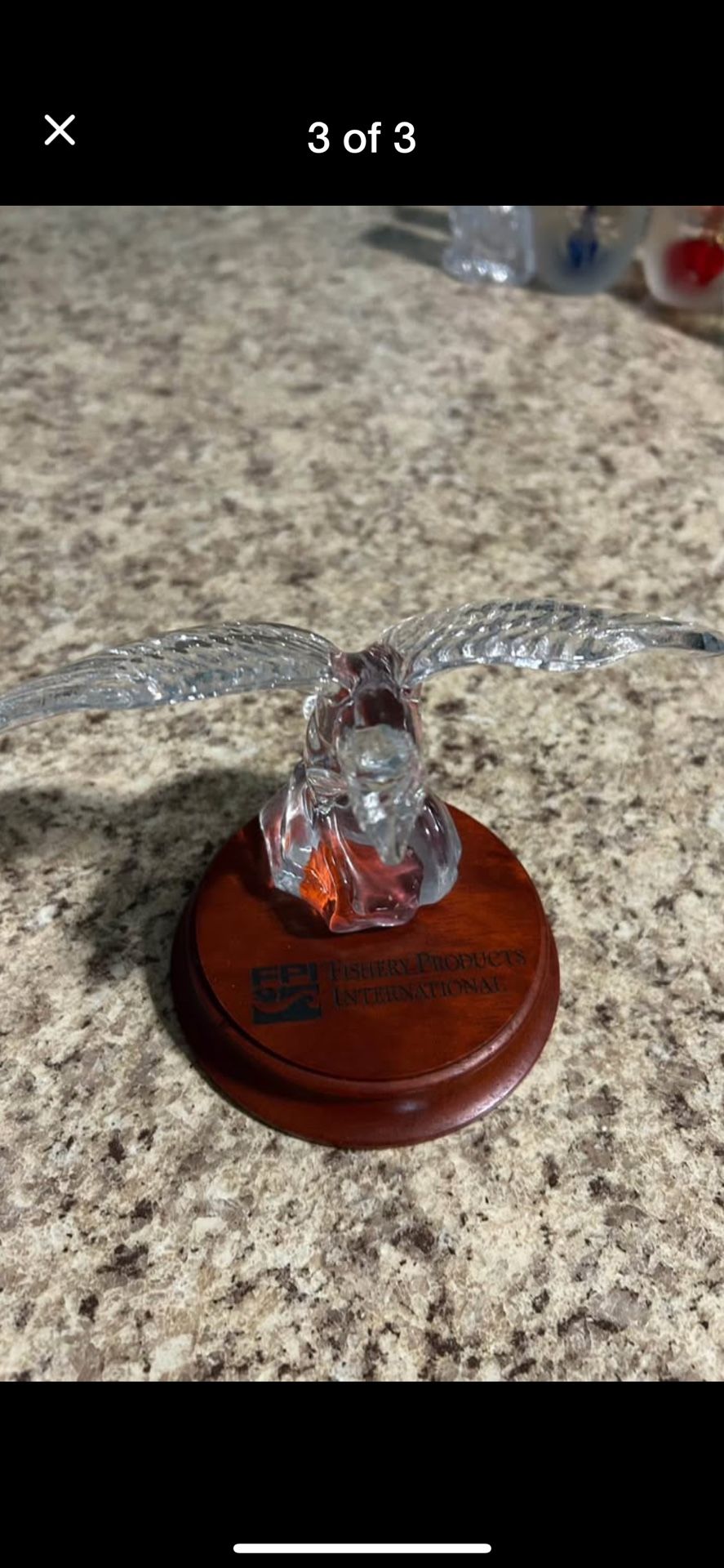 Glass Eagle On Stand From Fishery Product