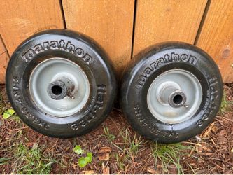 Like new condition 2 tires for zero turn lawnmower both for $25