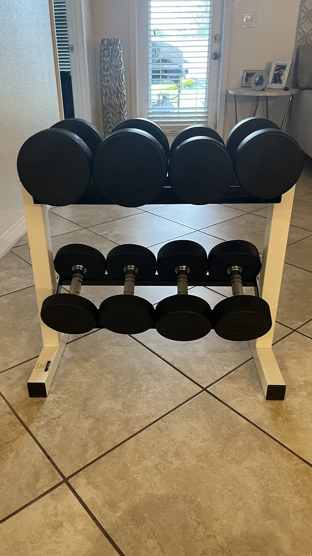 Set 180 Lbs Dumbells with Small Rack ALL BRAND NEW IN BOXo