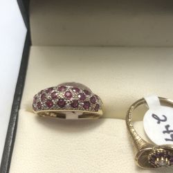 10 Kt Real Gold, Diamonds & Natural Rubys ( July gem) Ring 