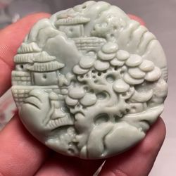 Certified Natural Jadeite Landscape Pendant
