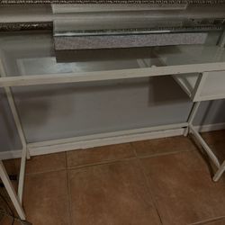 White Glass Desk ( Bling Shelf  Is Free) 