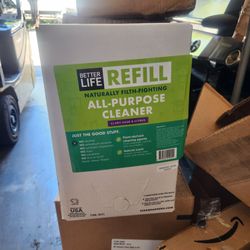 New unopened 5 gallon refill boxes of Better Life All-Purpose Cleaner