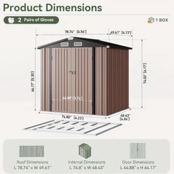 6x4 FT- Brown Metal Outdoor Storage Shed Featuring a Base Frame