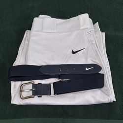 Nike Vapor Pro Baseball Pants Gray With Nike Belt Navy Blue