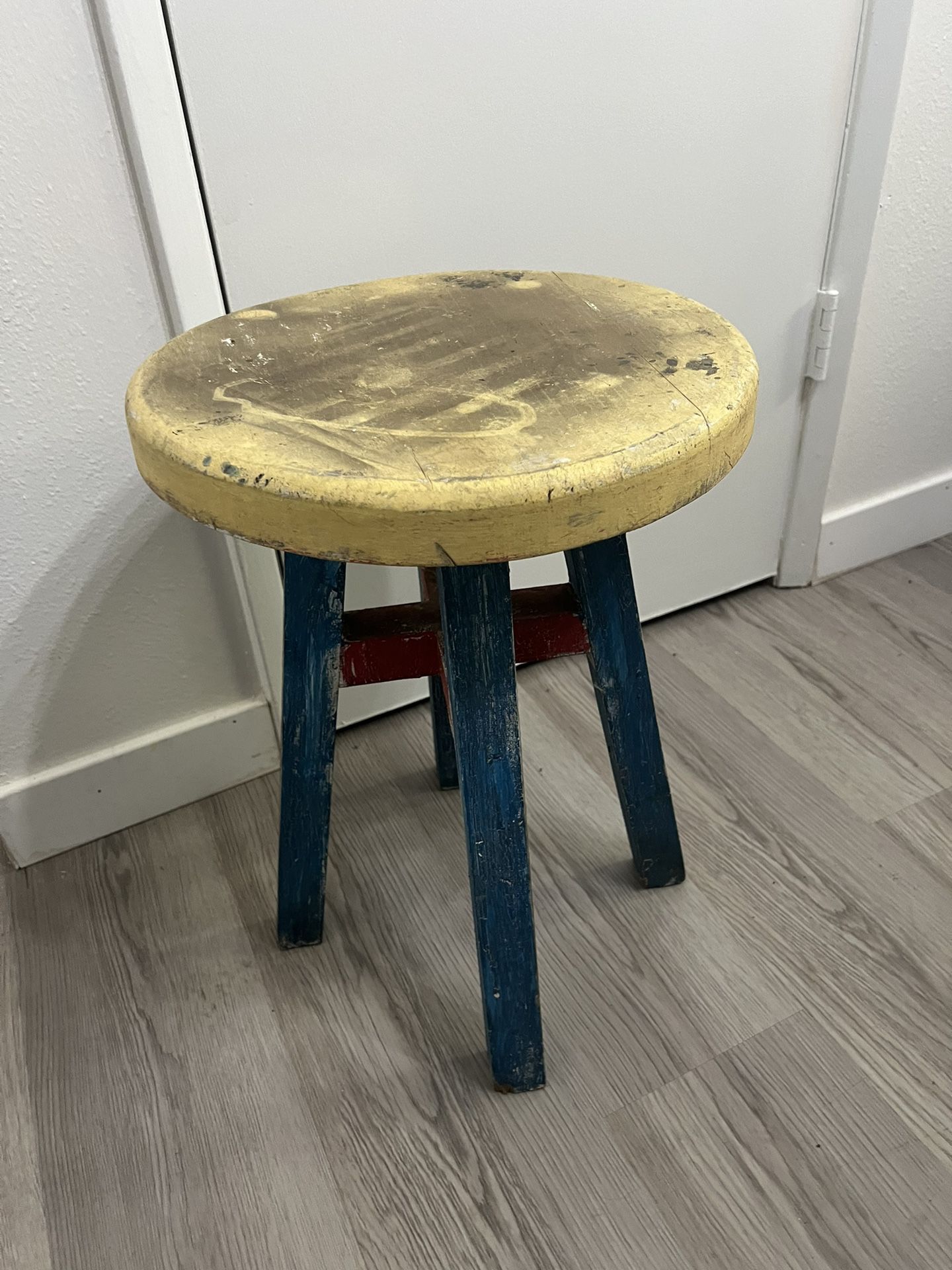 Wooden Round Stool Great For DIY Project 