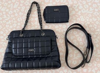 Rad Rev Black Quilted Handbag Set with Wallet