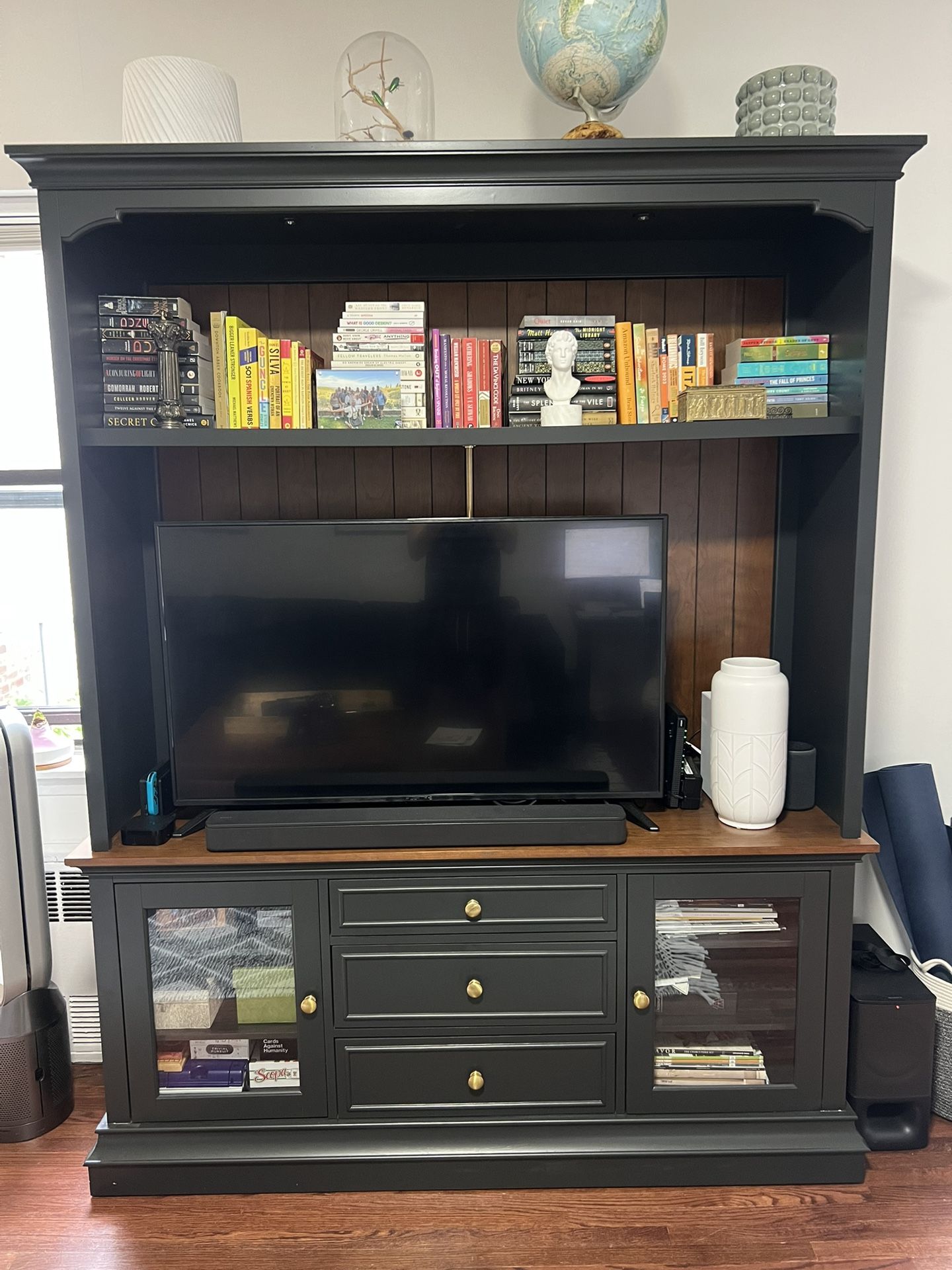 Charcoal Entertainment Center with Hutch