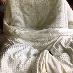 Wemore Reversible Shaggy Faux Sherpa Weighted Blanket w/Duvet 