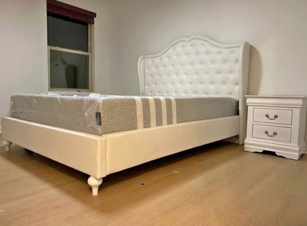 ☀️WHITE BED FRAME + DRESSER + NIGHTSTAND + MIRROR – ONLY $795!!